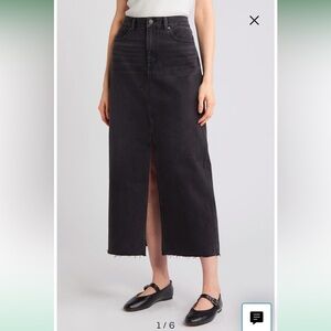 NWT Madewell Raw Hem Mid-rise Midi Skirt-  25 - Black